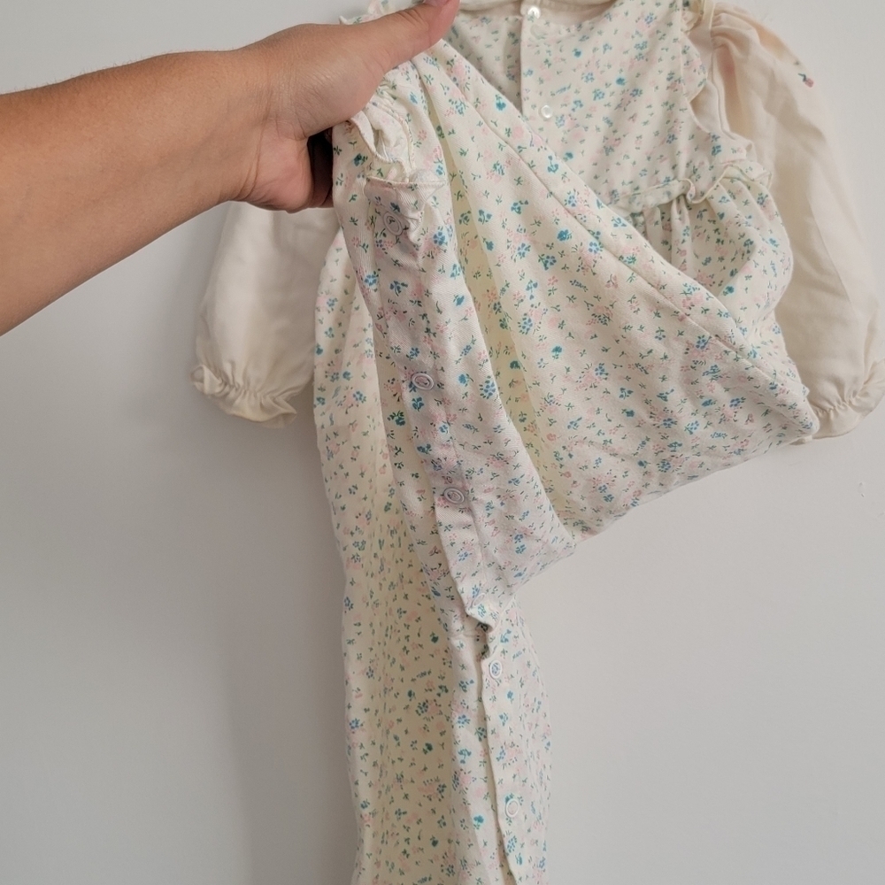 Vintage Rosey Kids 2 piece overalls and top 2T floral - Picture 9 of 12